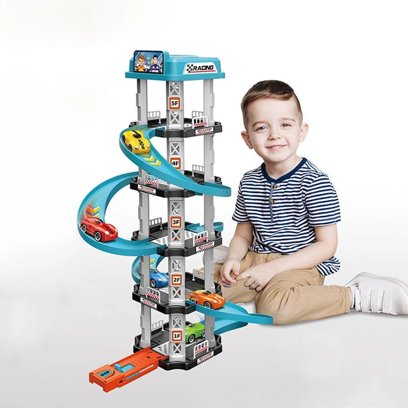 Race Track Car Ramp Toy – Gliding Rail Racing Set for Toddlers