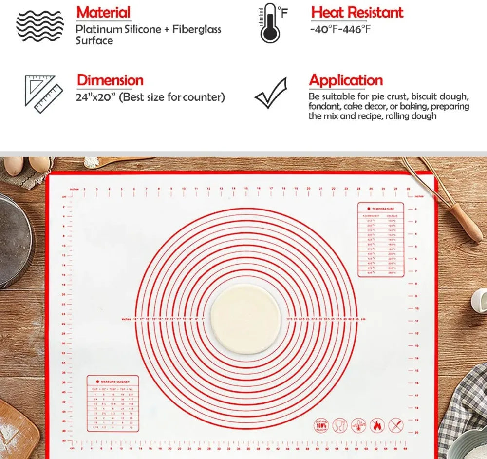 Silicone Baking & Pastry Mat – Non-Stick Dough Rolling Mat