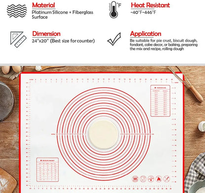 Silicone Baking & Pastry Mat – Non-Stick Dough Rolling Mat