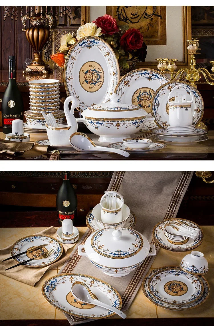 Floral Bone China Dinnerware Set, 56 or 60 Pieces
