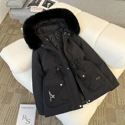 Parka corta acolchada con capucha para mujer OKXGNZ