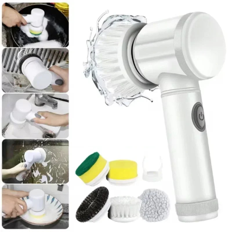 Electric Spin Scrubber – Cordless Rechargeable Cleaning Brush with Replaceable Heads