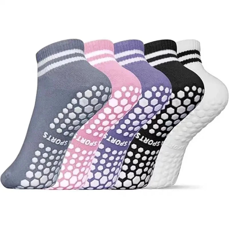 Grip Socks for Women, Non Slip Pilates Yoga Socks with Double Stripes Non Slip Socks for Workout, Ballet, Athletic