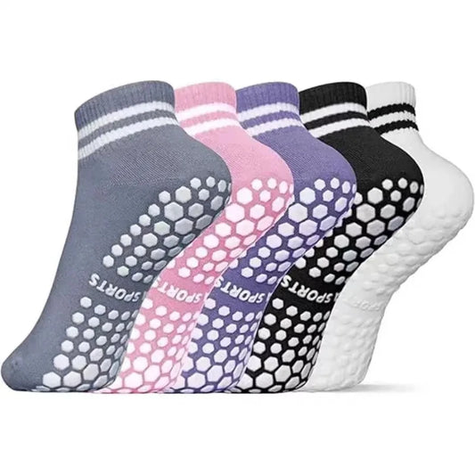 Grip Socks for Women, Non Slip Pilates Yoga Socks with Double Stripes Non Slip Socks for Workout, Ballet, Athletic
