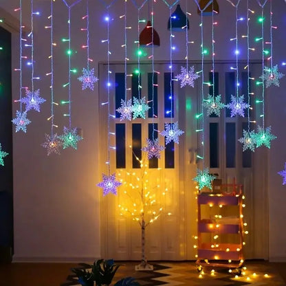Snowflake Curtain Lights – 3.2 m LED Christmas Window Lights, 8 Modes