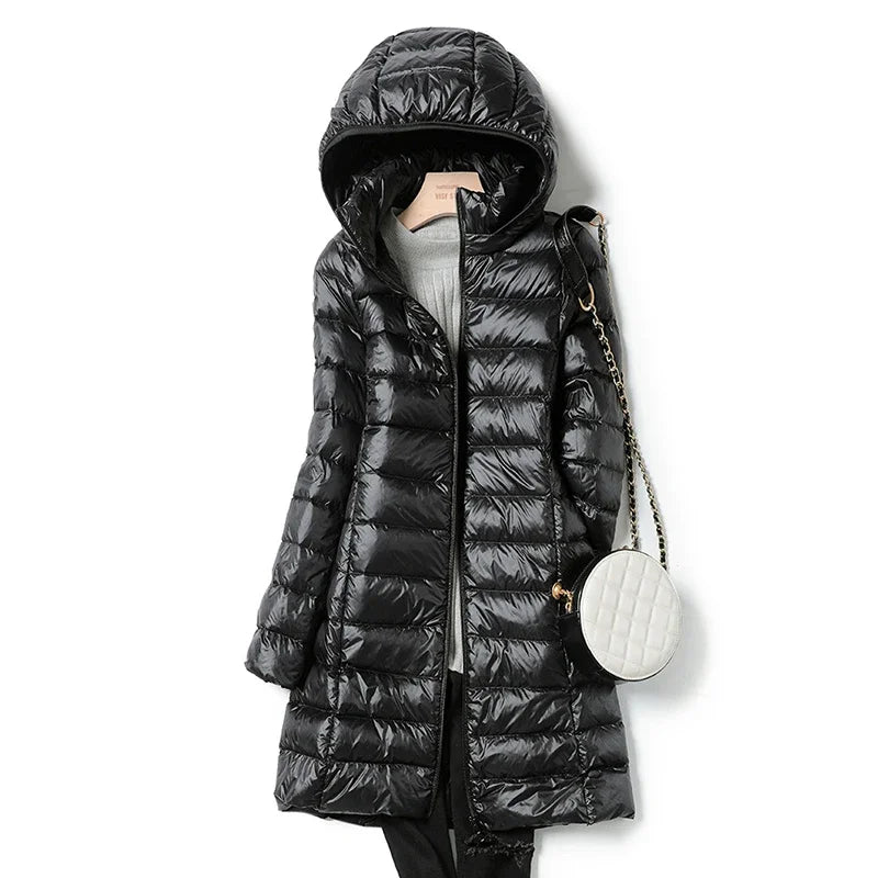 2025 9 Colors Plus Size 5xl 6XL 7XL Womens Down Jackets Long Ultra Light Thin Casual Coat Puffer Jacket Slim Remove Hooded Parka