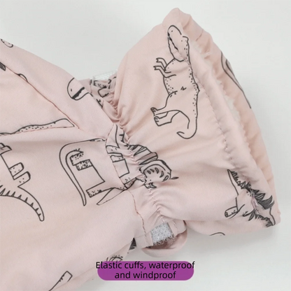 Muffole da neve con dinosauri per bimbi piccoli – Foderate in pile, taglie S, M, L