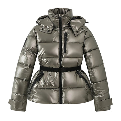 Gesteppte Damenjacke mit Kapuze, Reißverschluss und Taschen