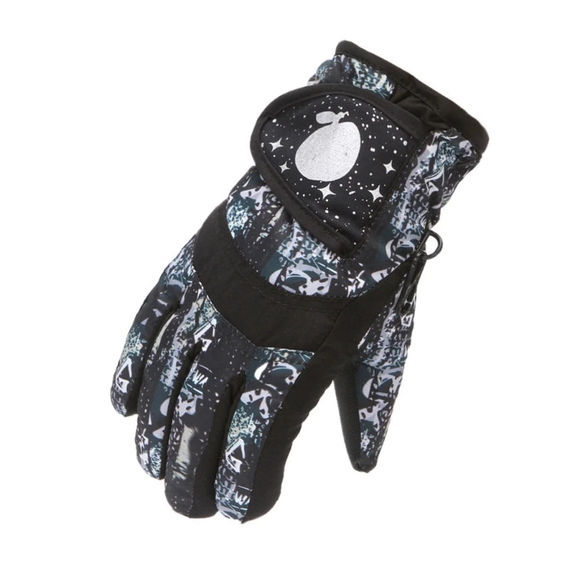 Kids' Adjustable Fleece-Lined Ski Gloves – Ages 3–7