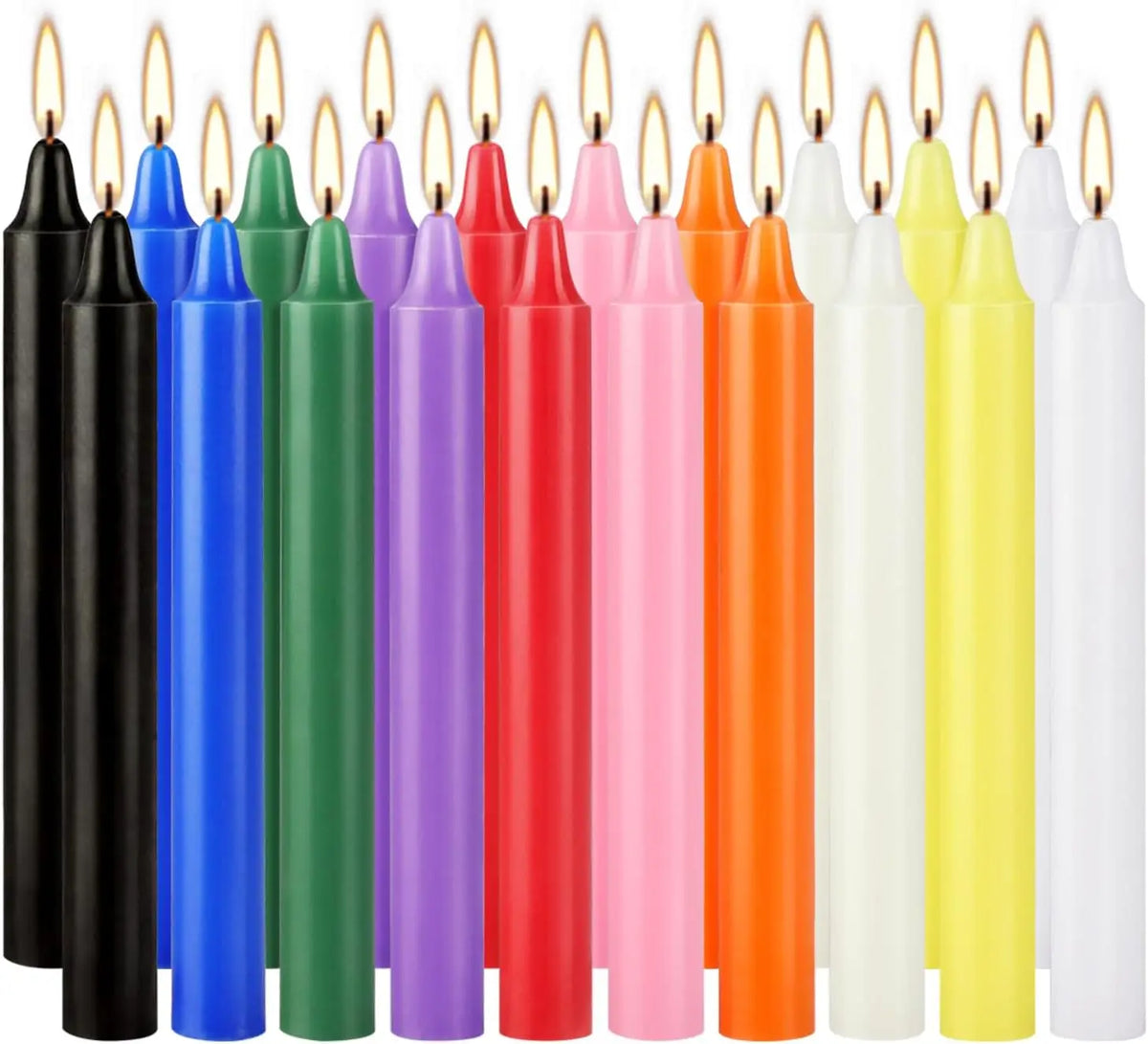 20 Colorful Small Stick Candles, Drip-Free, Smoke-Free, Unscented, Hand-Poured, High-Quality, Suitable for Various Places and Holidays. We Only Use High-Quality Wax to Make Cone-Shaped Candles, so When the Candle Burns, You W
