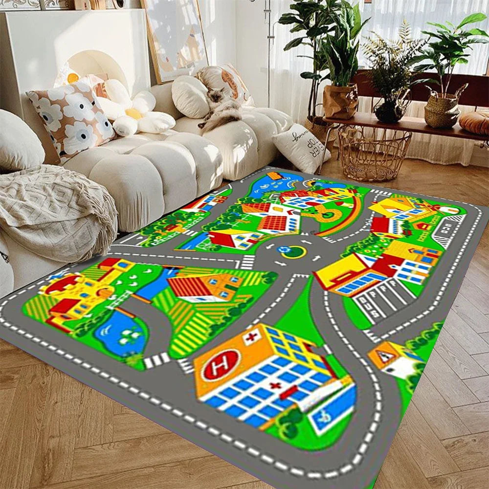 City Road Play Mat for Kids – Non-Slip Car Track Rug, 3 Sizes