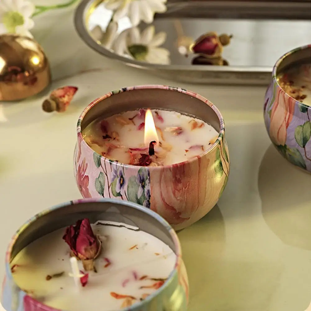 Scented Candles for Home Soy Wax Aromatherapy with Lavender Rose Jasmine etc. Plant Essential Oils & Dried Flowers Gifts