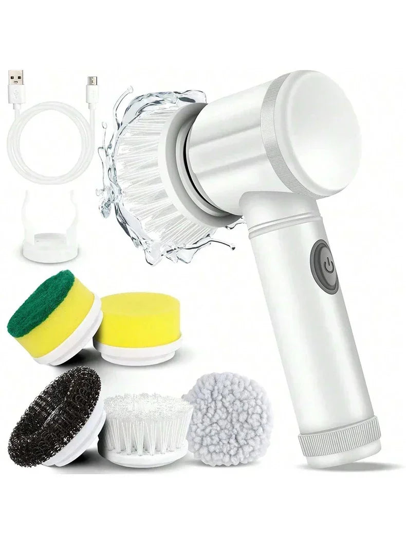 Electric Spin Scrubber – Cordless Rechargeable Cleaning Brush with Replaceable Heads