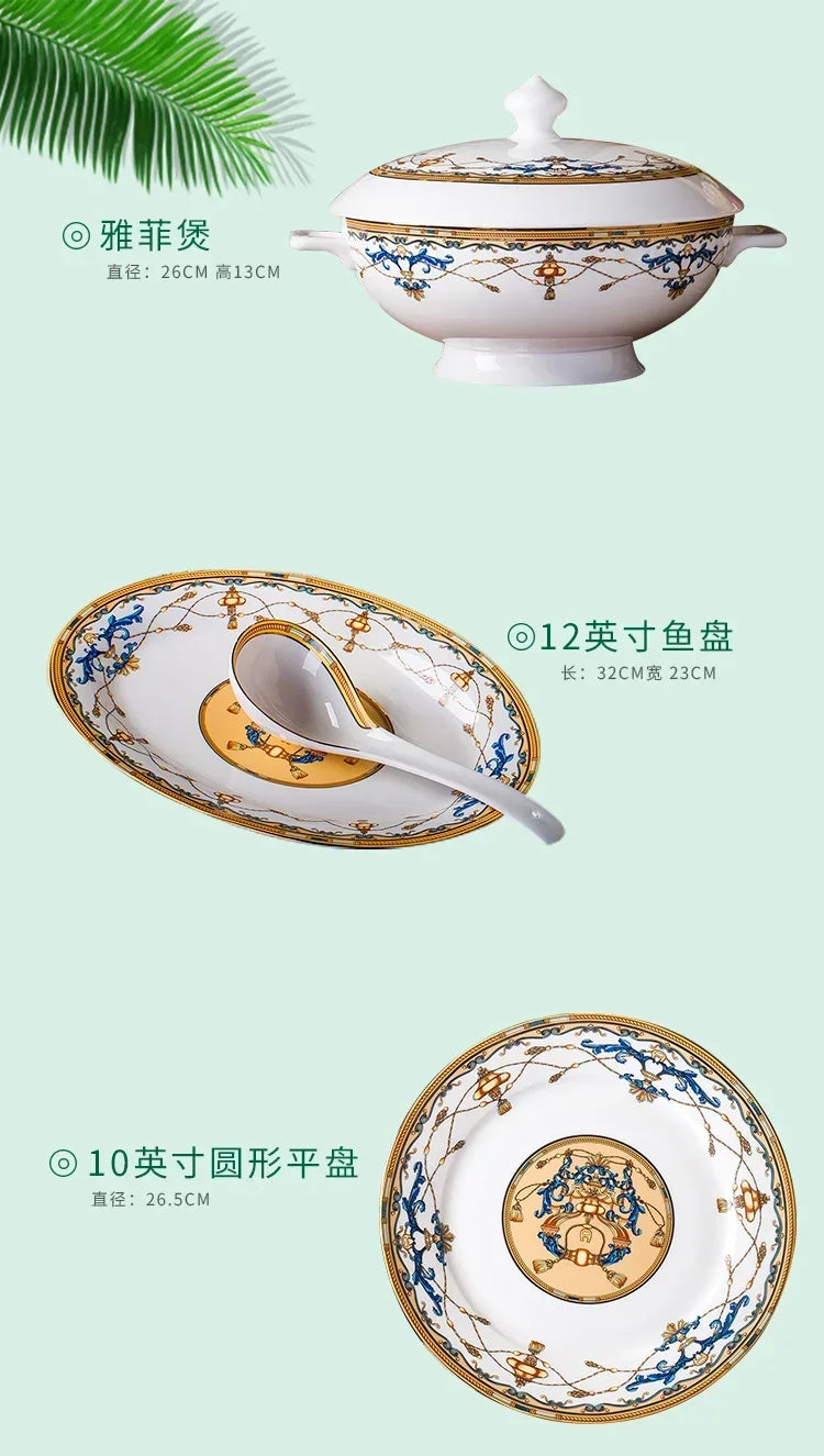 Floral Bone China Dinnerware Set, 56 or 60 Pieces