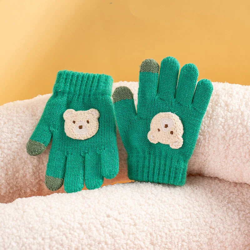 Toddler Bear Knit Gloves – Thick Warm Winter Gloves (Ages 2–6)