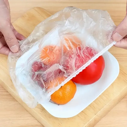Tapas elásticas desechables para recipientes – Paquete de 100 para sobras y preparación de comidas