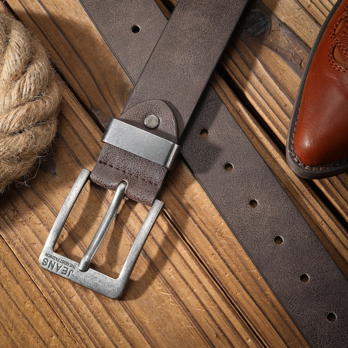 Western Retro Belt – Faux Leather with Metal Buckle, Unisex