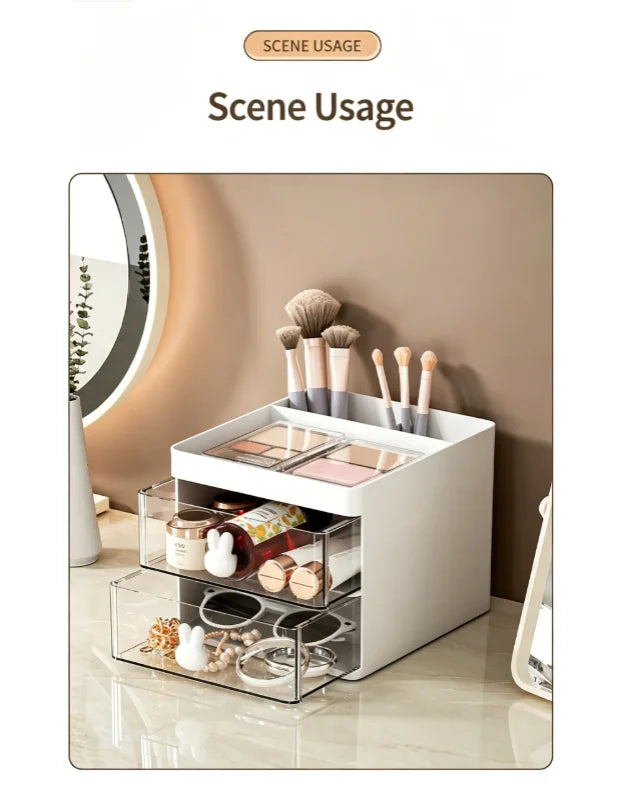 Small Desk Organizer With Drawer, Office Desktop Storage Box, Makeup Organizer, Business Card/Pen/Pencil/Mobile Phone/Stationery