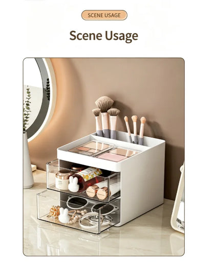 Small Desk Organizer With Drawer, Office Desktop Storage Box, Makeup Organizer, Business Card/Pen/Pencil/Mobile Phone/Stationery