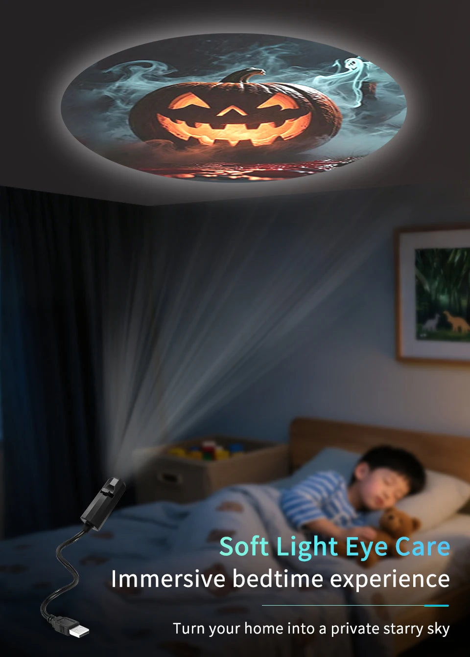 USB Projector Night Light – Christmas, Halloween & Planet Film Discs