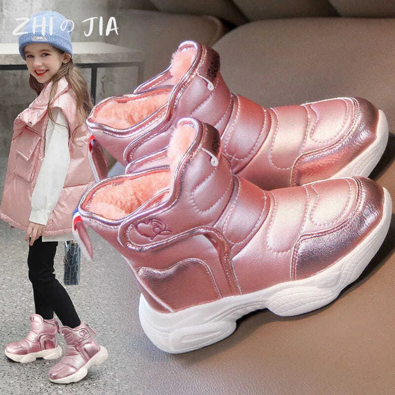 Kids' Plush-Lined Winter Sports Snow Boots