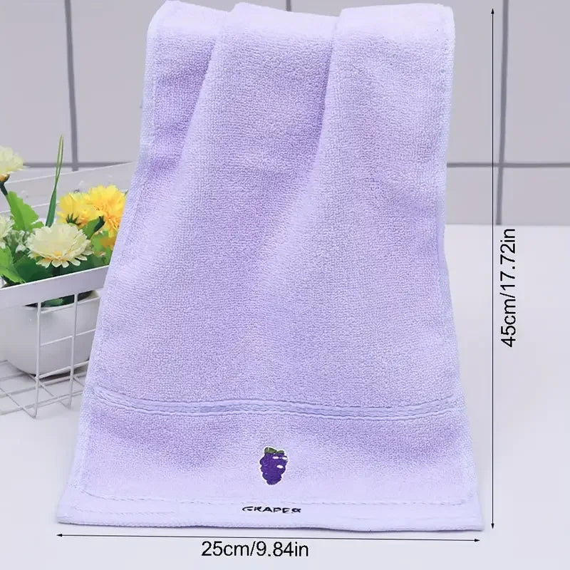 Embroidered Fruit Hand Towels – Set of 5 Cotton Face Towels