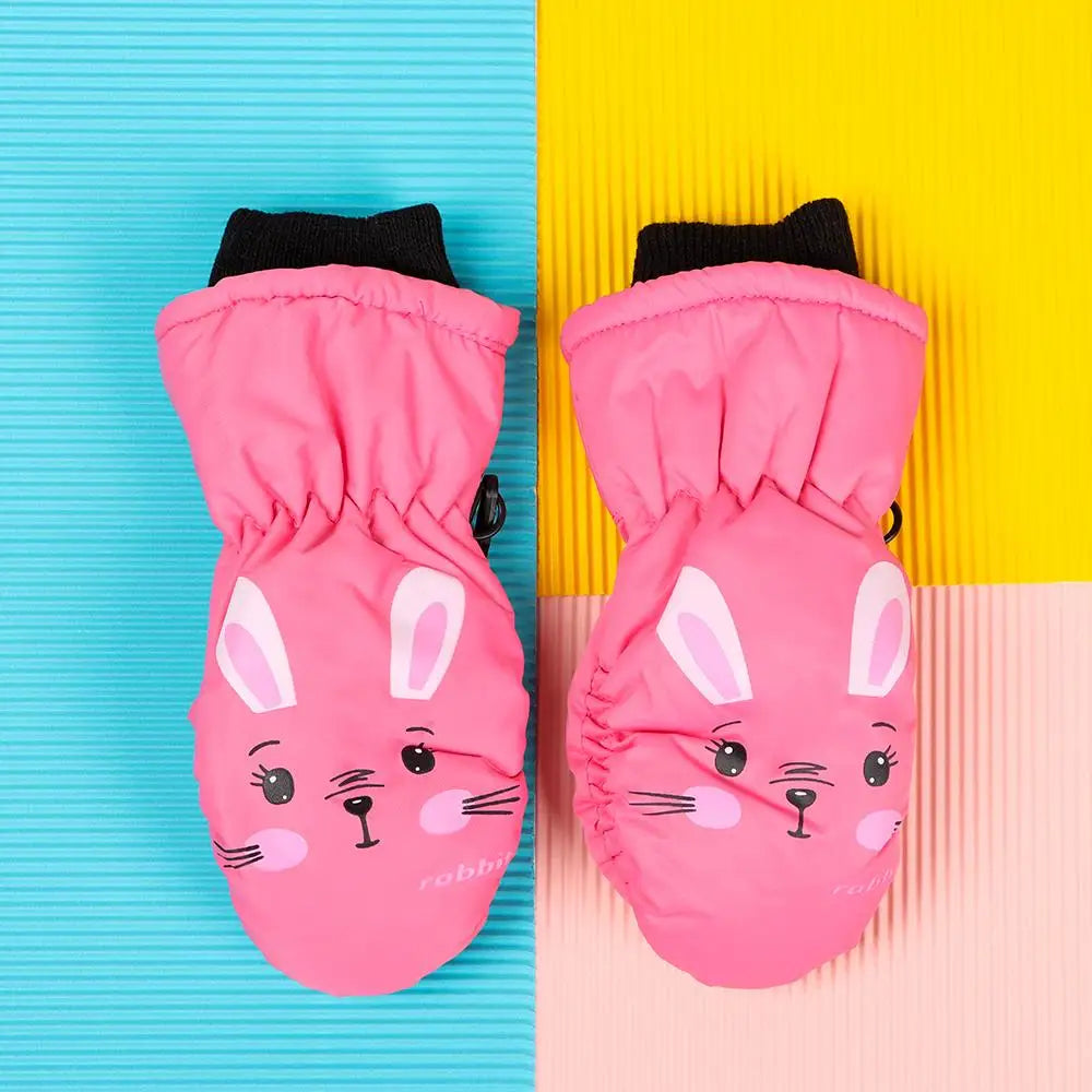 Kids' Bunny Snow Mittens – Velvet-Lined Toddler Ski Mittens