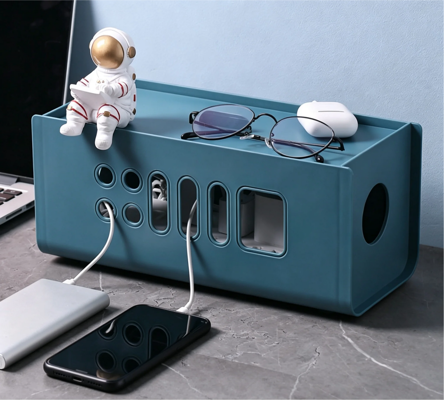 1pc Home Power Strip Wire Storage Box, Creative Multi-functional Data Cable Storage Box