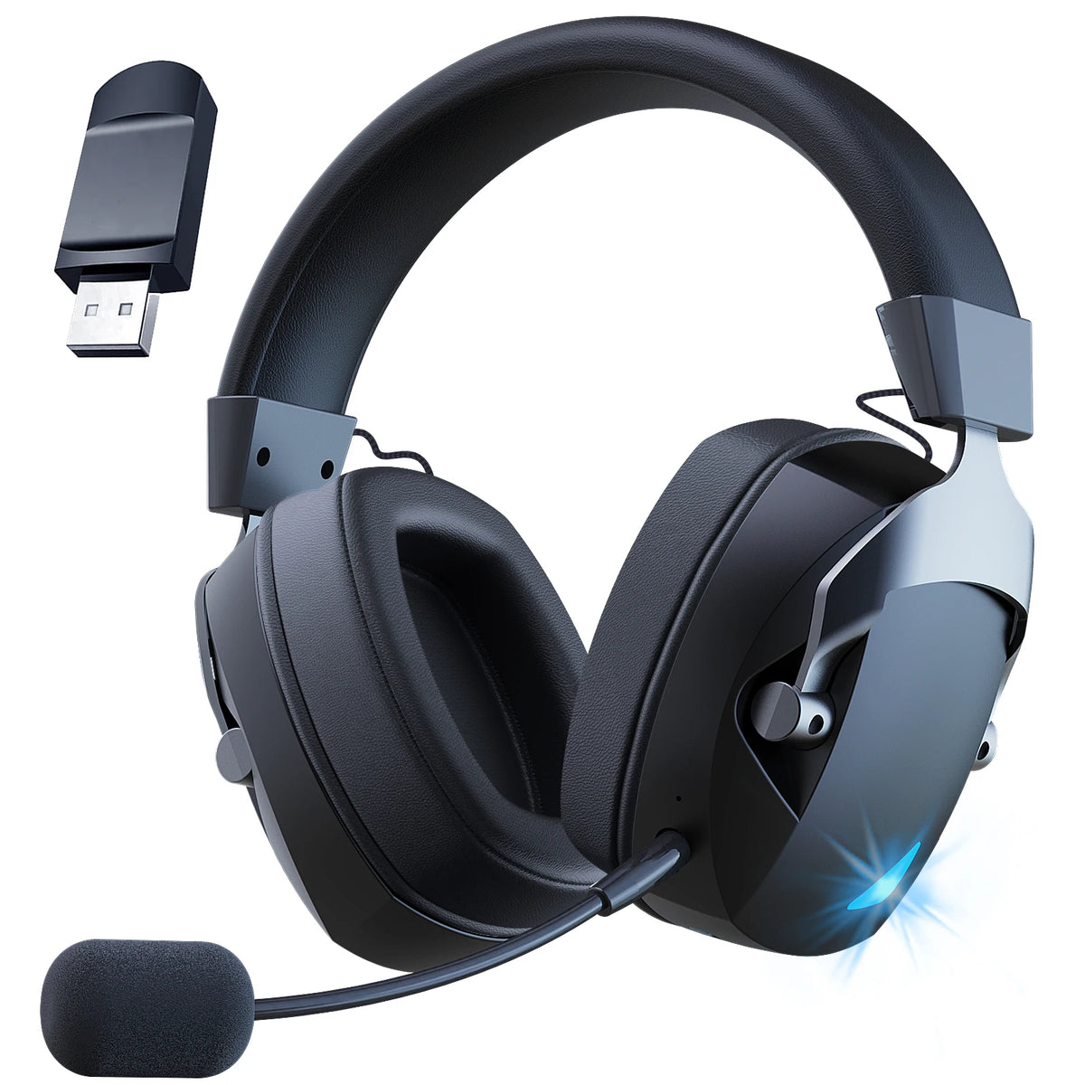 3-Mode Wireless Gaming Headset – 2.4G, Bluetooth & 3.5mm with Detachable Noise-Cancelling Mic