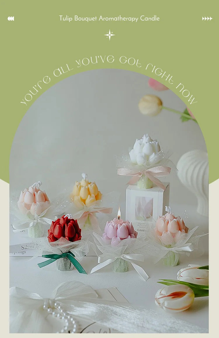 Handmade Tulip Bouquet Candle Scented Candle Aromatherapy Soy Wax Candle Wedding Birthday Candles Party Home Decoration