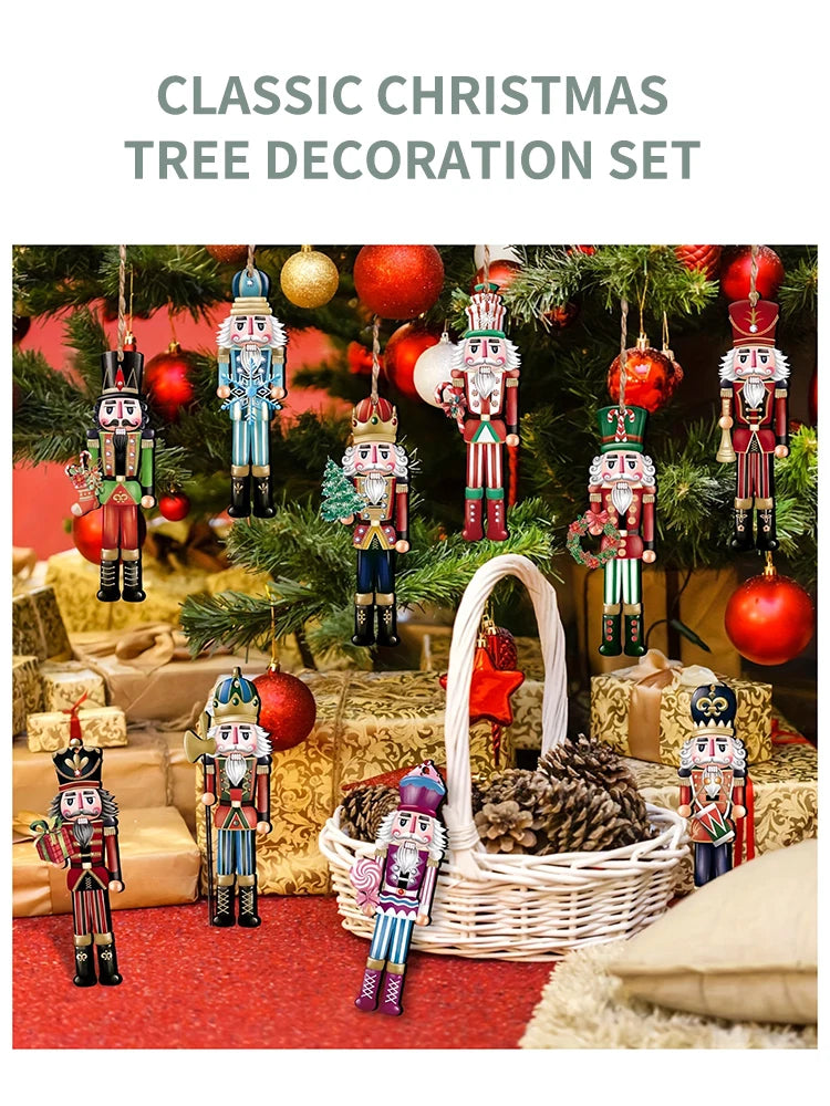 12-Piece Wooden Nutcracker Figurine Set – Christmas Decor