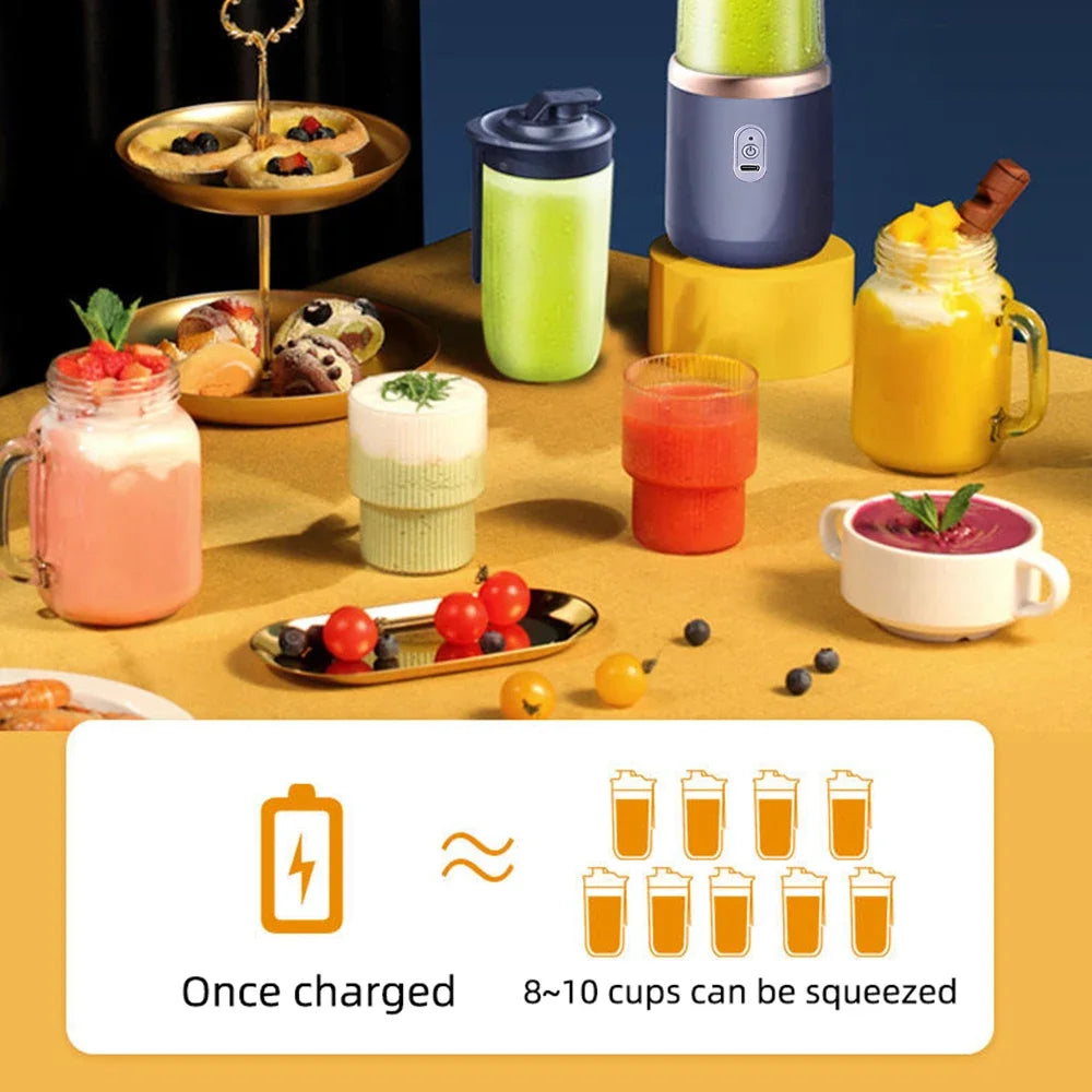 Portable Blender – USB-C Rechargeable 6-Blade Smoothie Maker with 2 Travel Cups