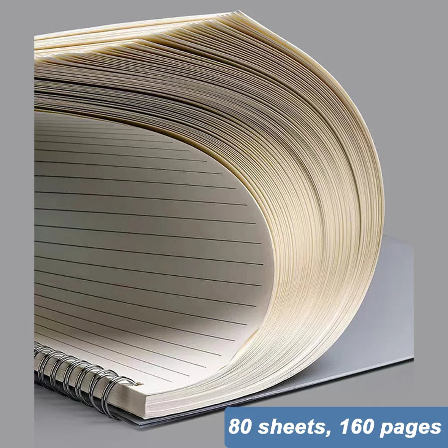 A5 Up Coil Notebook Line Grid Blank Dot Inner 80 Sheets 160 Pages Spiral Notebook with PP Cover Student Note Pad Book