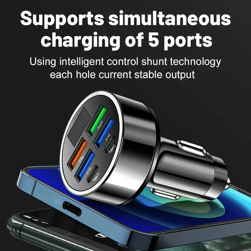 Fast-Charging Car USB Adapter with Voltage Display