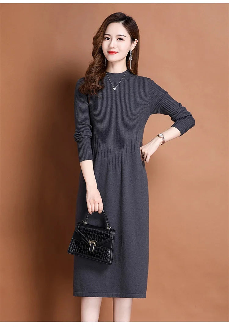 Women's Ankle-Length A-Line Dress with Appliqué