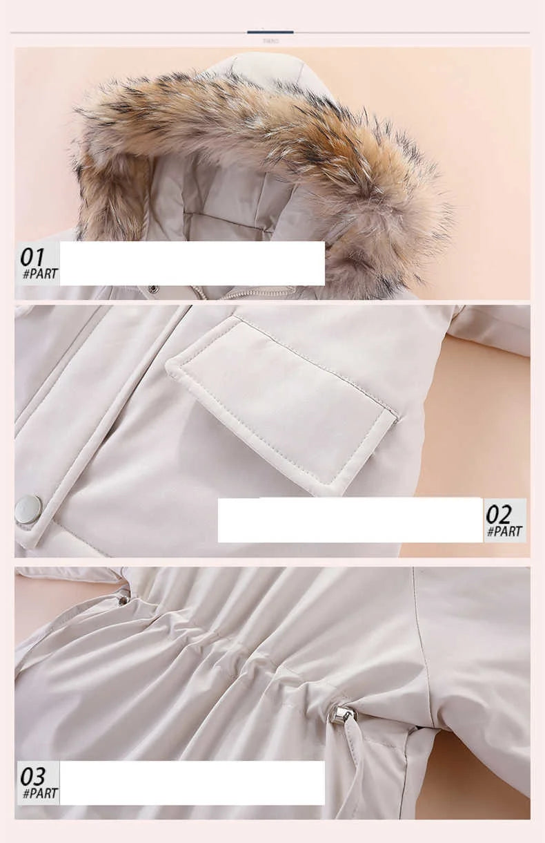 Autumn Winter Down Jacket for Girl Clothes Kids Overalls Snowsuit Baby Boy over Coat Toddler New Clothing Set Parka Real Fur