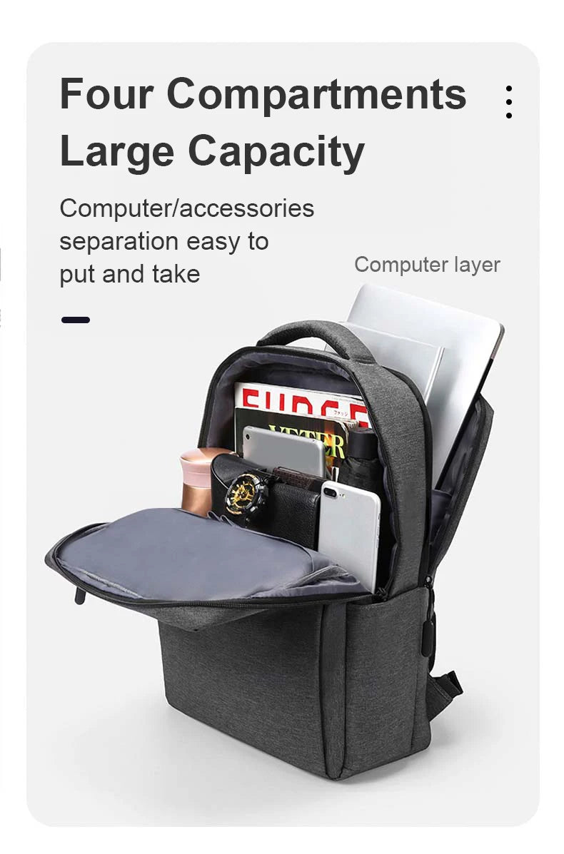17.3" Laptop Travel Backpack - Large Capacity Waterproof Multi-Pocket Men's Bag