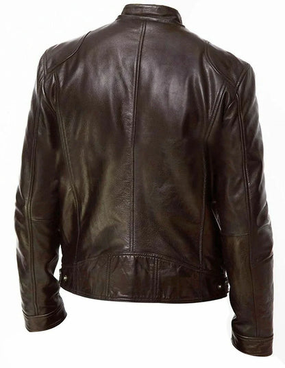 Chaqueta motera de cuero sintético de corte holgado para hombre