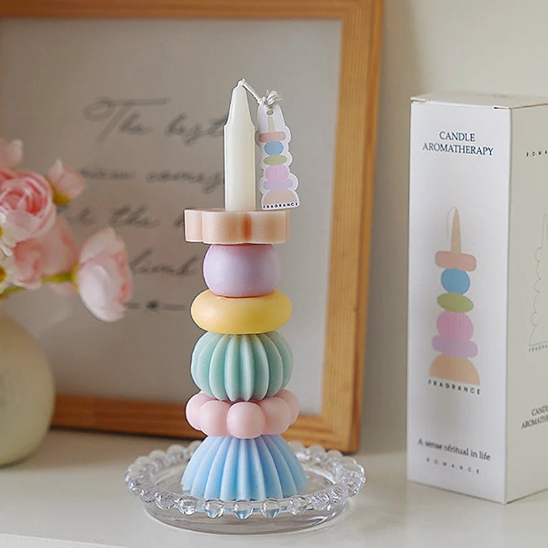 Stackable Geometry Scented Candle Aromath Soy Wax Candles for Wedding Birthday Candles Party Home Decoration Souvenirs Gifts