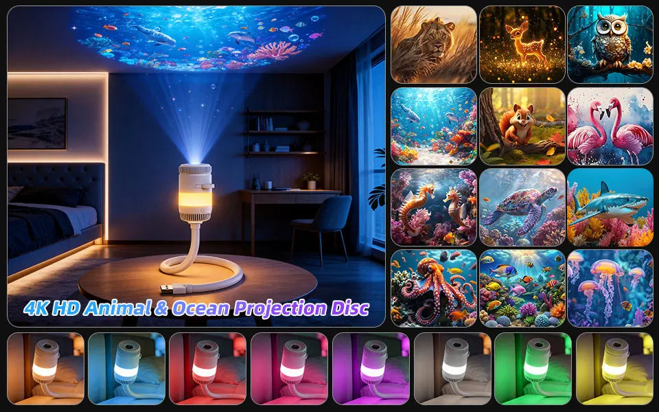 HD Planetarium Star Projector – Galaxy & Ocean Night Light with Film Discs