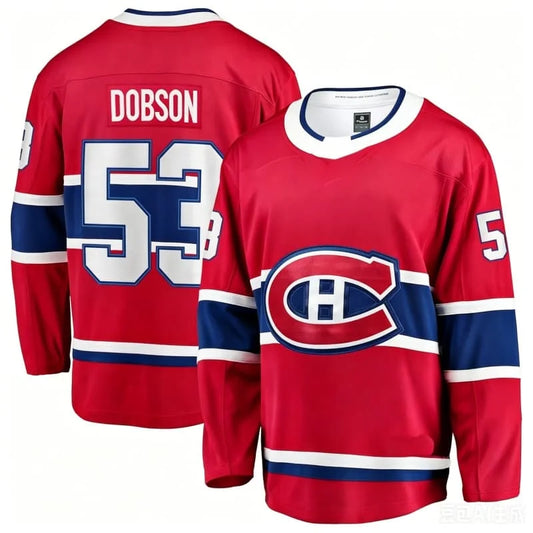 2026 Montreal Canadiens Dobson #53 Hockey Jersey | Classic Red White V-Neck Fan Top