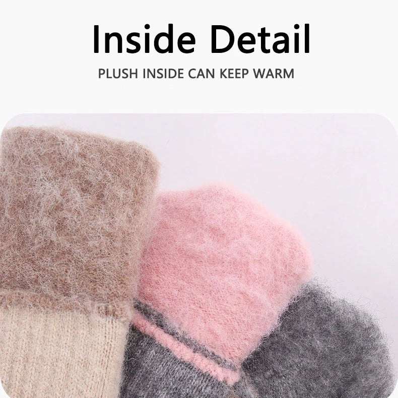 Plush-Lined Knit Touchscreen Gloves – Unisex Winter Gloves