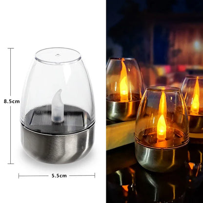 Lámpara de vela LED sin llama alimentada por energía solar | Resistente al agua IP65 | 6–8 horas de autonomía | Decoración de jardín y exteriores