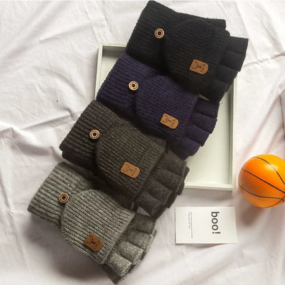 Guantes de punto de medio dedo – Guantes de invierno sin dedos unisex, 4 colores