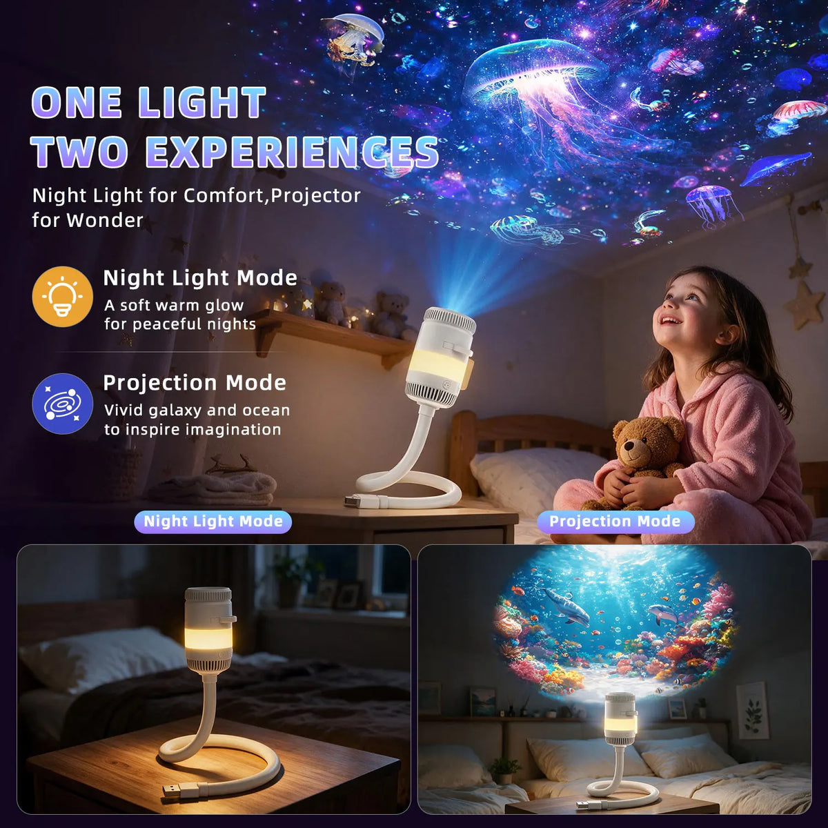HD Planetarium Star Projector – Galaxy & Ocean Night Light with Film Discs