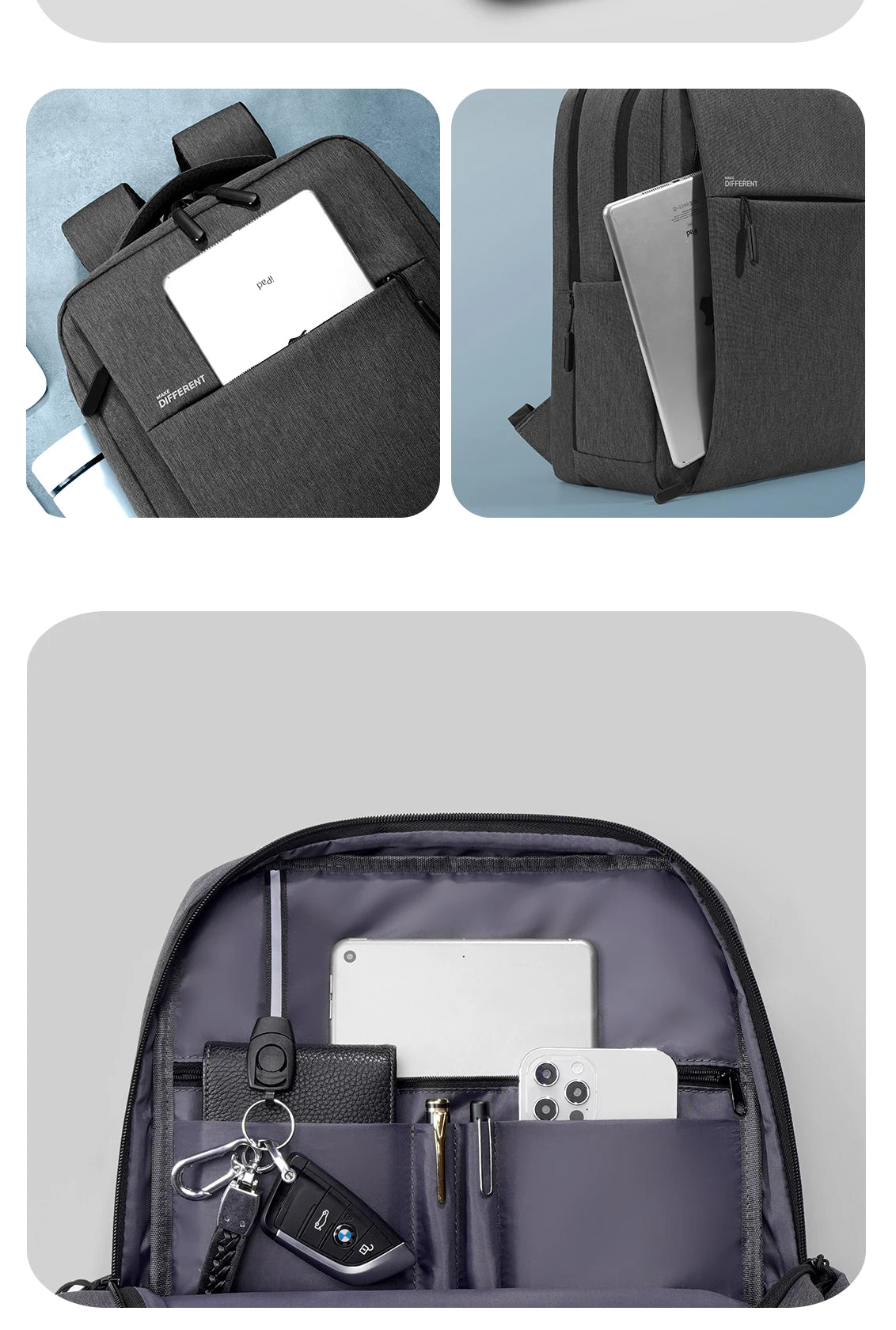 Anti-Theft Laptop Backpack - Travel Daypack & School Rucksack for Men and Women