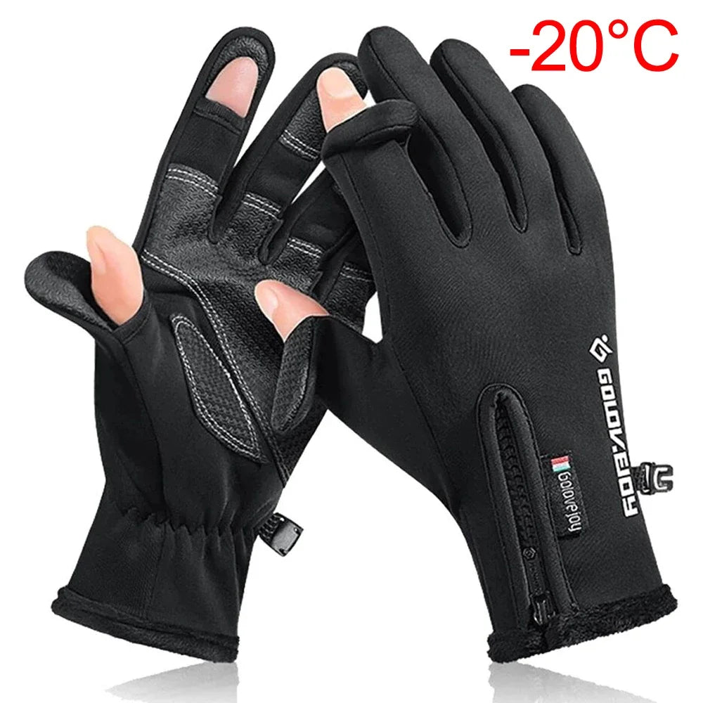 Flip-Finger Fishing Gloves – Fleece-Lined Touchscreen Winter Gloves