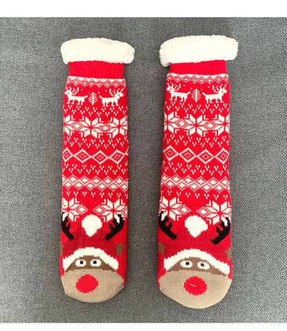 Weihnachten Plüschsocken Damen Winter Thermosocken Warme Bodensocken Weiche weibliche Haussocken Indoor Geschenke Rutschfeste Griffsocken Flauschig