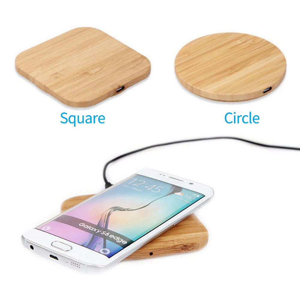 Wood-Style 5W Wireless Charging Pad for Phones