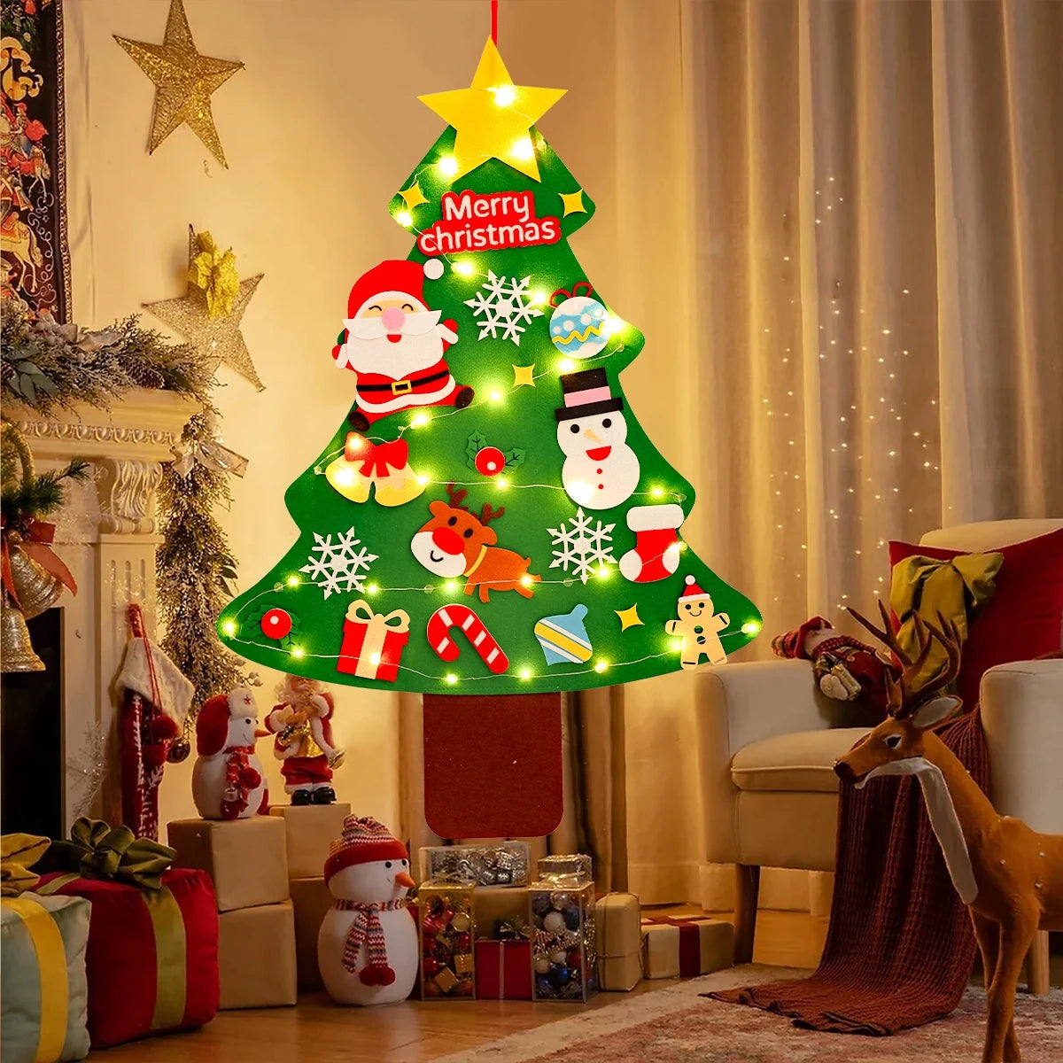 Sapin de Noël en feutrine à faire soi-même pour enfants – Sapin mural avec décorations à coller